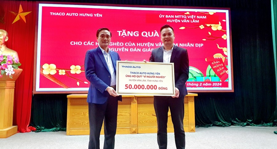 THACO AUTO HƯNG YÊN ỦNG HỘ QUỸ "VÌ NGƯỜI NGHÈO"