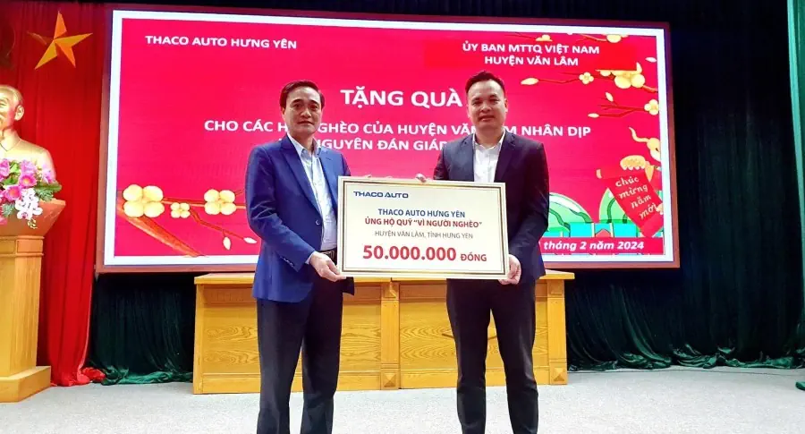 THACO AUTO HƯNG YÊN ỦNG HỘ QUỸ "VÌ NGƯỜI NGHÈO"