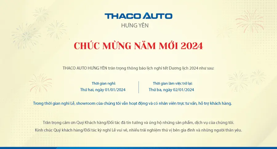 CHÚC MỪNG NĂM MỚI 2024 - THÔNG BÁO LỊCH NGHỈ LỄ