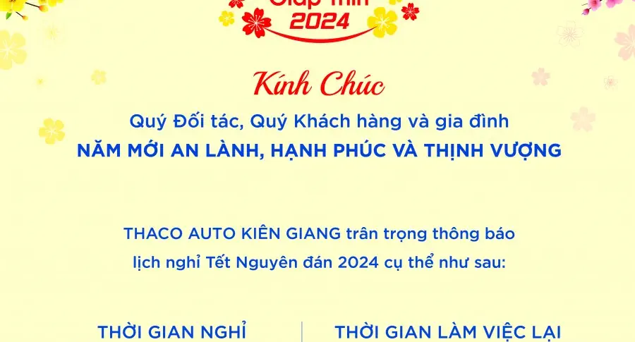 THÔNG BÁO LỊCH TRỰC TẾT NGUYÊN ĐÁN GIÁP THÌN 2024