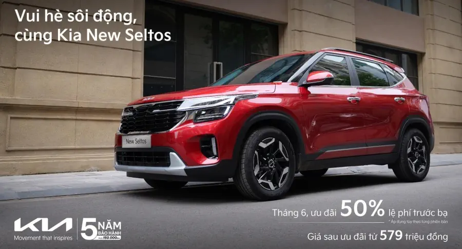 Kia New Seltos ưu đãi đặc biệt tương đương 50% lệ phí trước bạ trong tháng 6