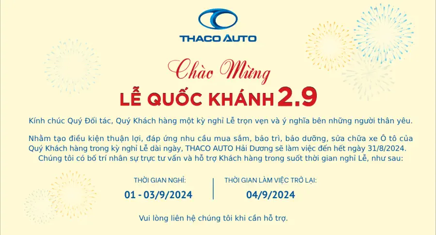 THACO AUTO HẢI DƯƠNG CHÀO MỪNG LỄ QUỐC KHÁNH 2.9