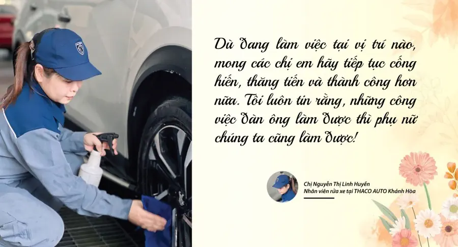 Gặp gỡ bóng hồng duy nhất tại xưởng dịch vụ sửa chữa THACO AUTO Khánh Hòa