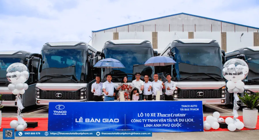 Bàn giao lô 10 xe Thaco Cruizer cho Công Ty TNHH Vận Tải Và Du Lịch Linh Anh Phú Quốc