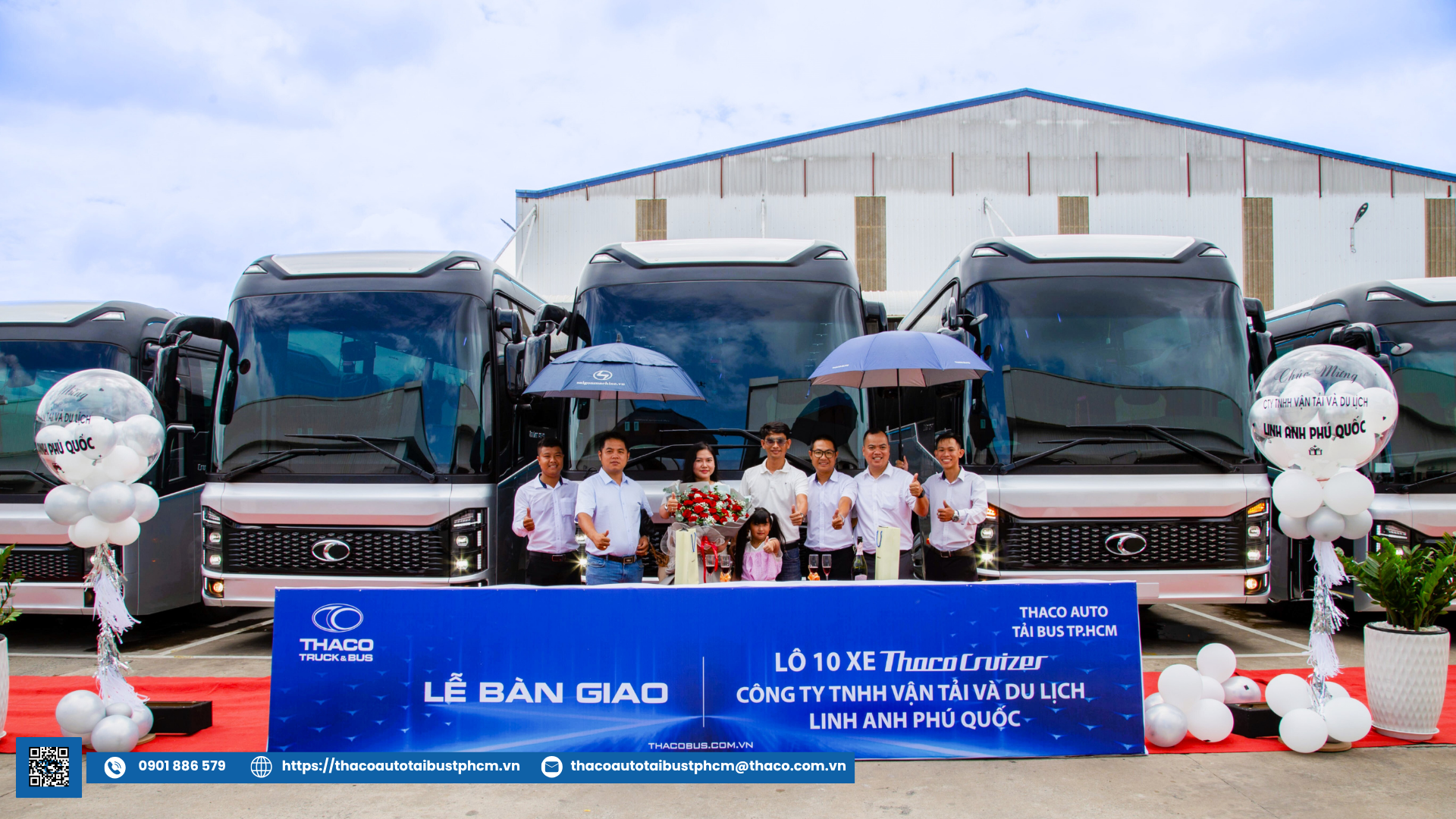 Bàn giao lô 10 xe Thaco Cruizer cho Công Ty TNHH Vận Tải Và Du Lịch Linh Anh Phú Quốc