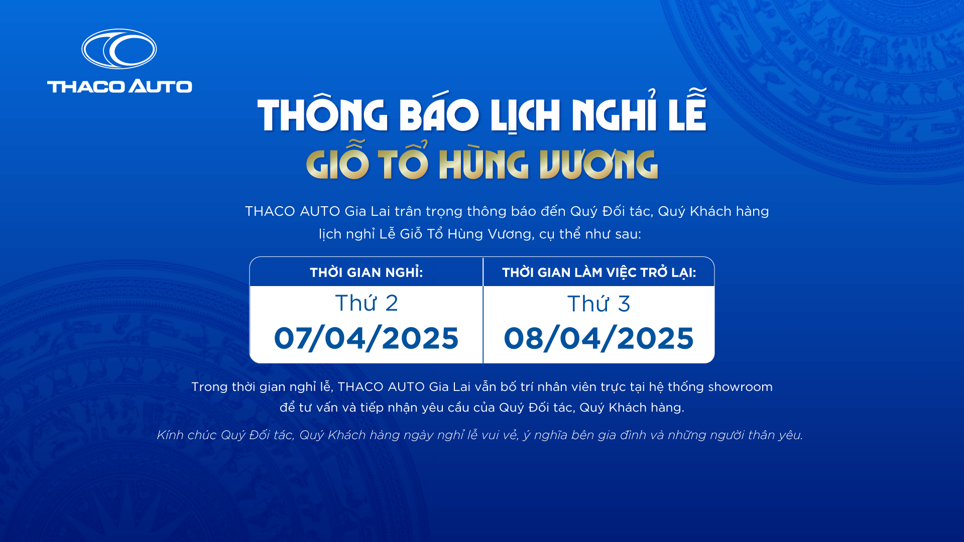 THÔNG BÁO NGHỈ LỄ GIỖ TỔ HÙNG VƯƠNG 2025