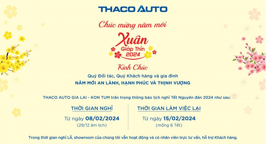 THÔNG BÁO LỊCH NGHỈ TẾT NGUYÊN ĐÁN GIÁP THÌN 2024