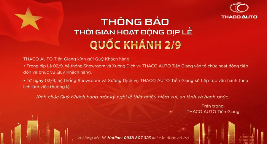 THÔNG BÁO THỜI GIAN HOẠT ĐỘNG DỊP LỄ QUỐC KHÁNH 02/9