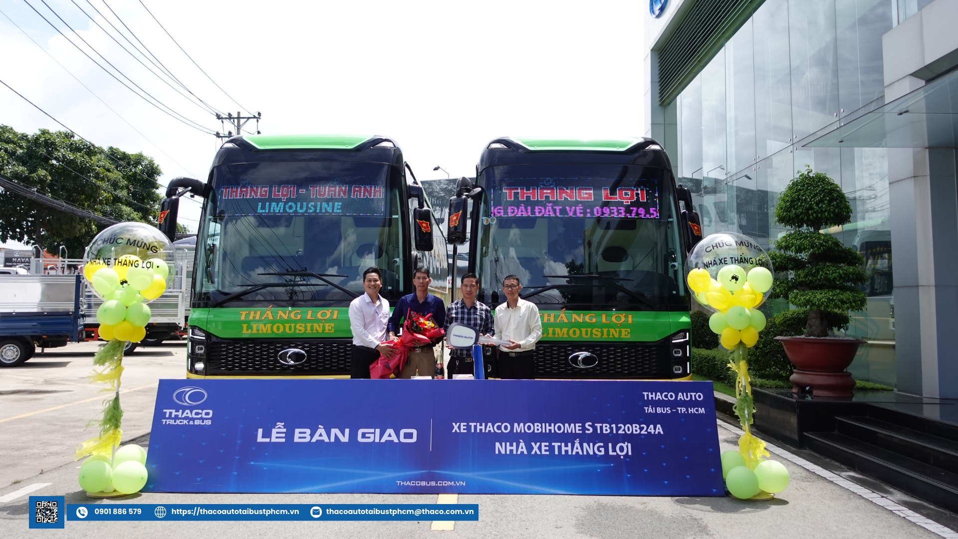 THACO AUTO Tải Bus - TP.HCM bàn giao lô 02 xe bus THACO MOBIHOME S TB120B24A cho Nhà xe Thắng Lợi