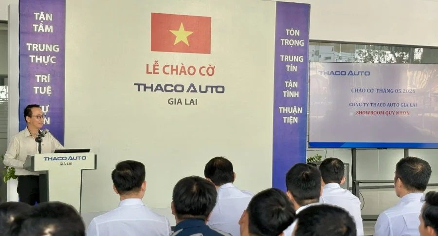 THACO AUTO Gia Lai tổ chức lễ chào cờ tháng 5/2026 – Đồng lòng quyết tâm, sẵn sàng bứt phá