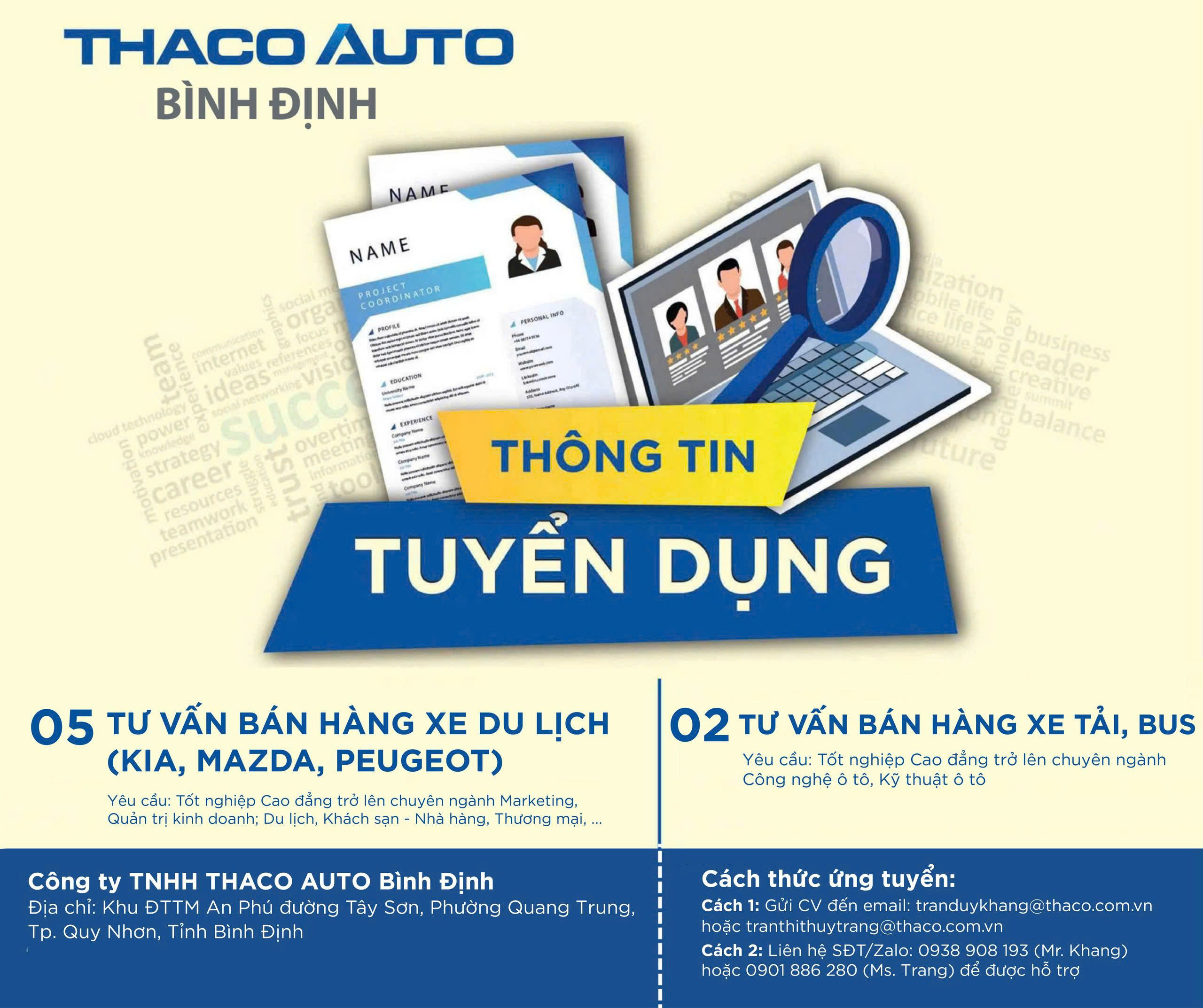 Cơ hội phát triền nghề nghiệp tại Công Ty TNHH THACO AUTO Bình Định