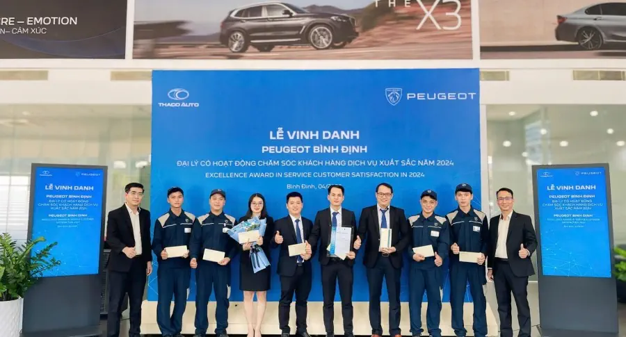 Peugeot Bình Định vinh dự nhận danh hiệu “Đại lý có hoạt động chăm sóc khách hàng dịch vụ xuất sắc năm 2024”