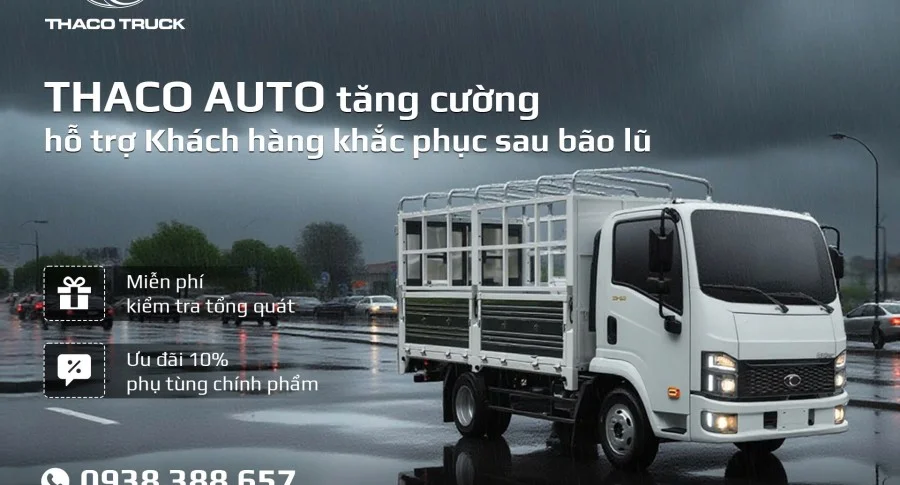 THACO AUTO Gia Lai đồng hành cùng Quý khách hàng Tải, Bus sau bão lũ