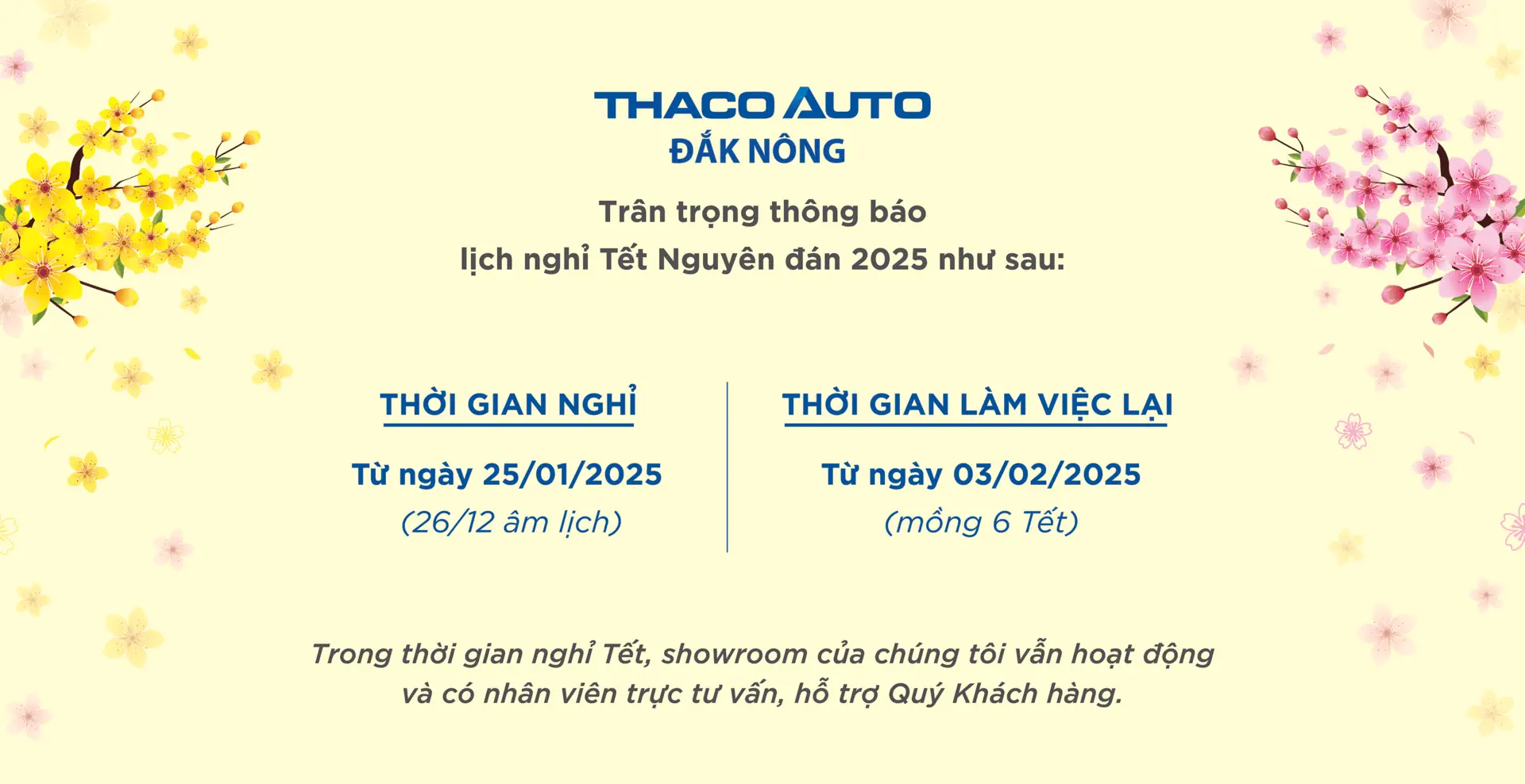 LỊCH NGHỈ TẾT - XUÂN ẤT TỴ 2025