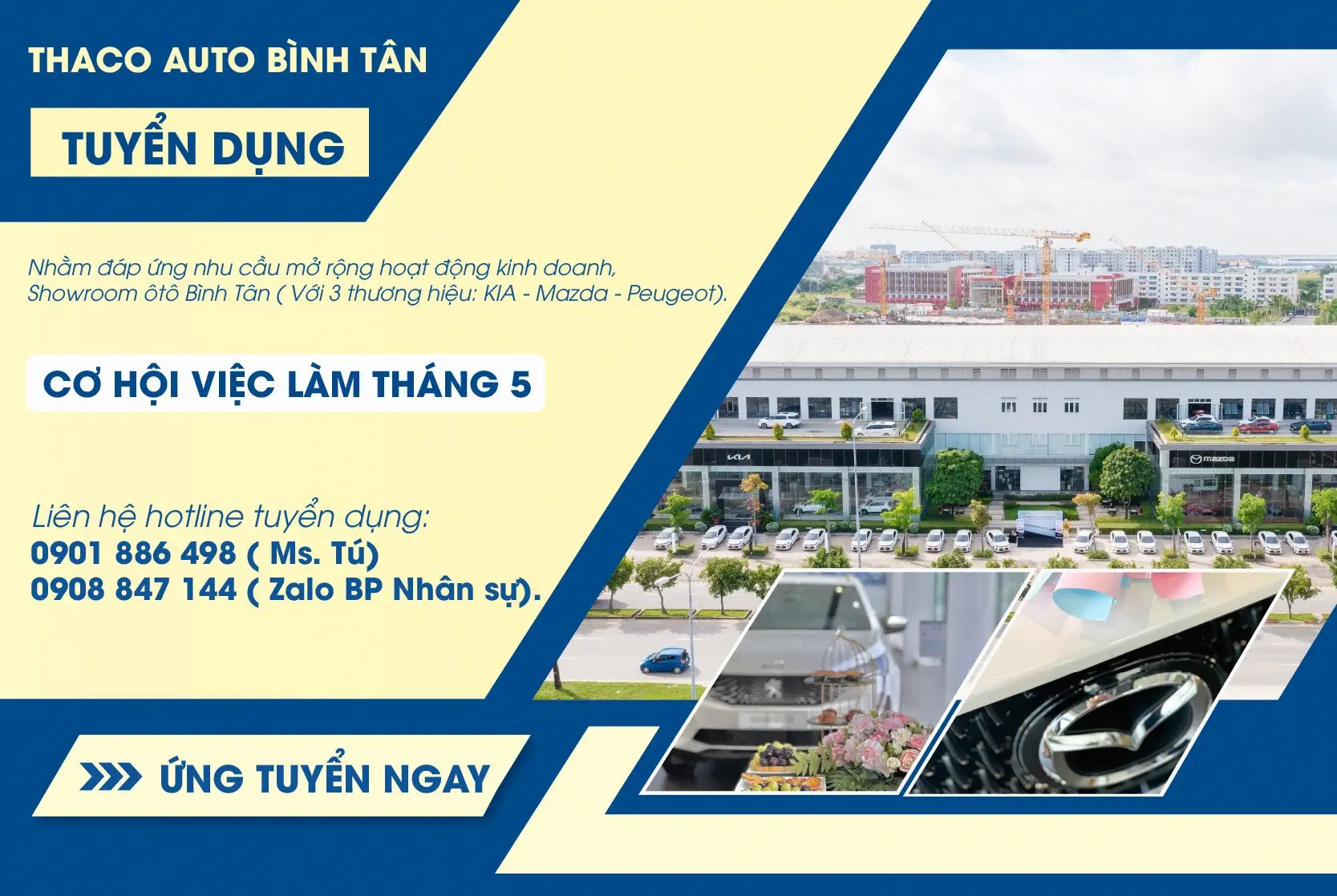 KIA - MAZDA - PEUGEOT BÌNH TÂN TUYỂN DỤNG 05/2024