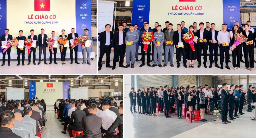 Chào cờ tháng 3/2024: THACO AUTO Quảng Bình chú trọng công tác quản trị và nâng cao sự hài lòng khách hàng.