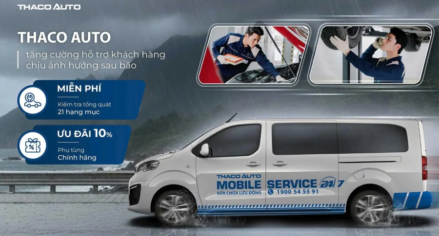 THACO AUTO tăng cường hỗ trợ khách hàng chịu ảnh hưởng sau bão