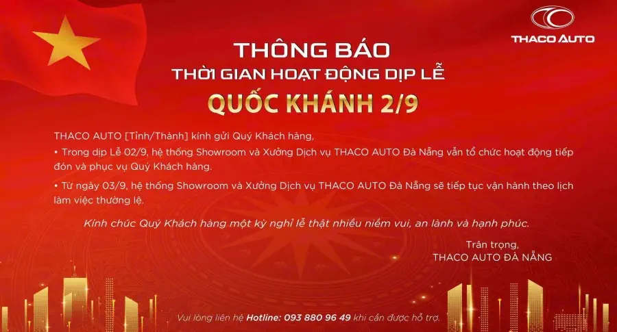 Thông báo lịch hoạt động dịp Lễ Quốc khánh 2/9