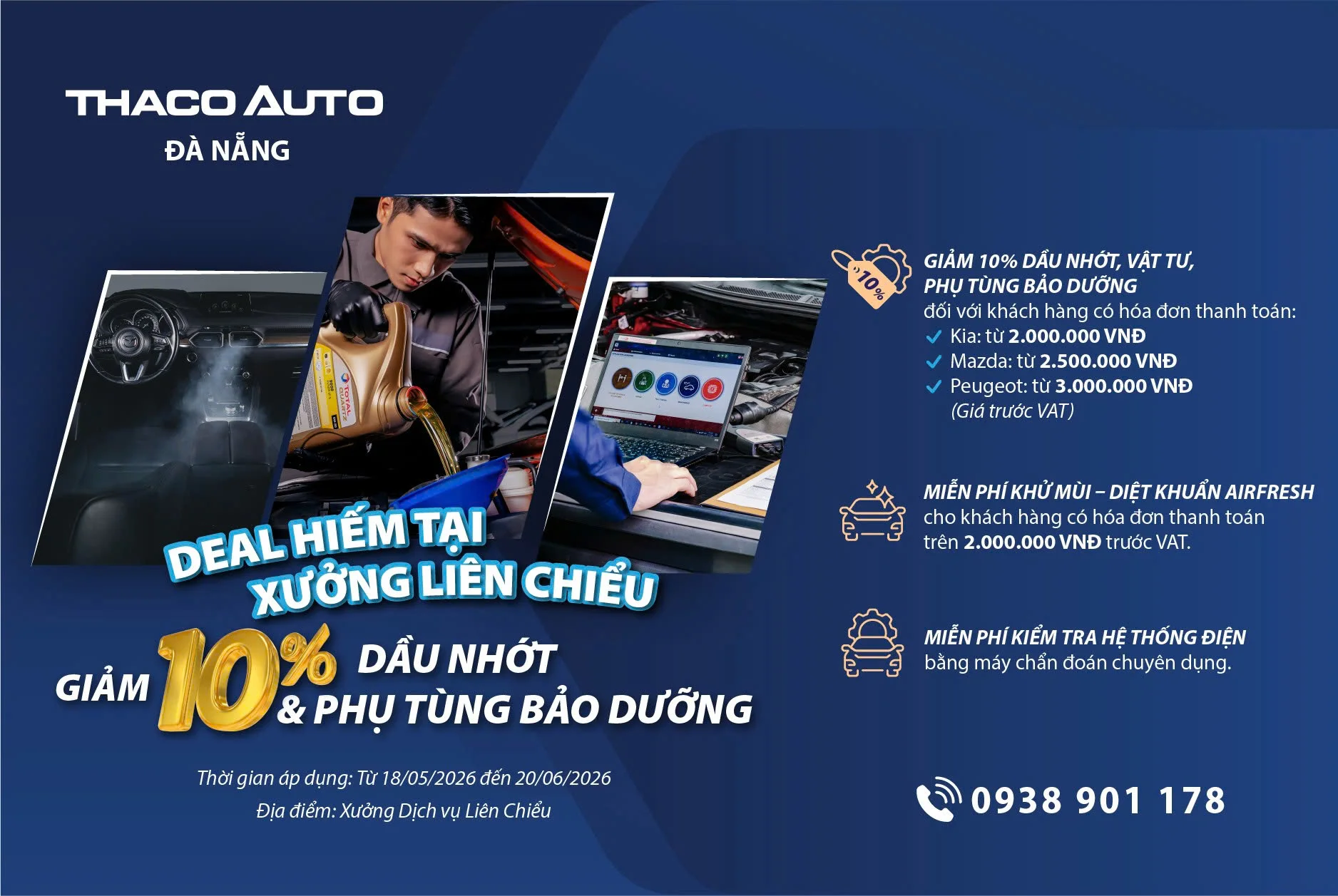 DEAL HIẾM TẠI XƯỞNG LIÊN CHIỂU - GIẢM 10% DẦU NHỚT, VẬT TƯ VÀ PHỤ TÙNG BẢO DƯỠNG