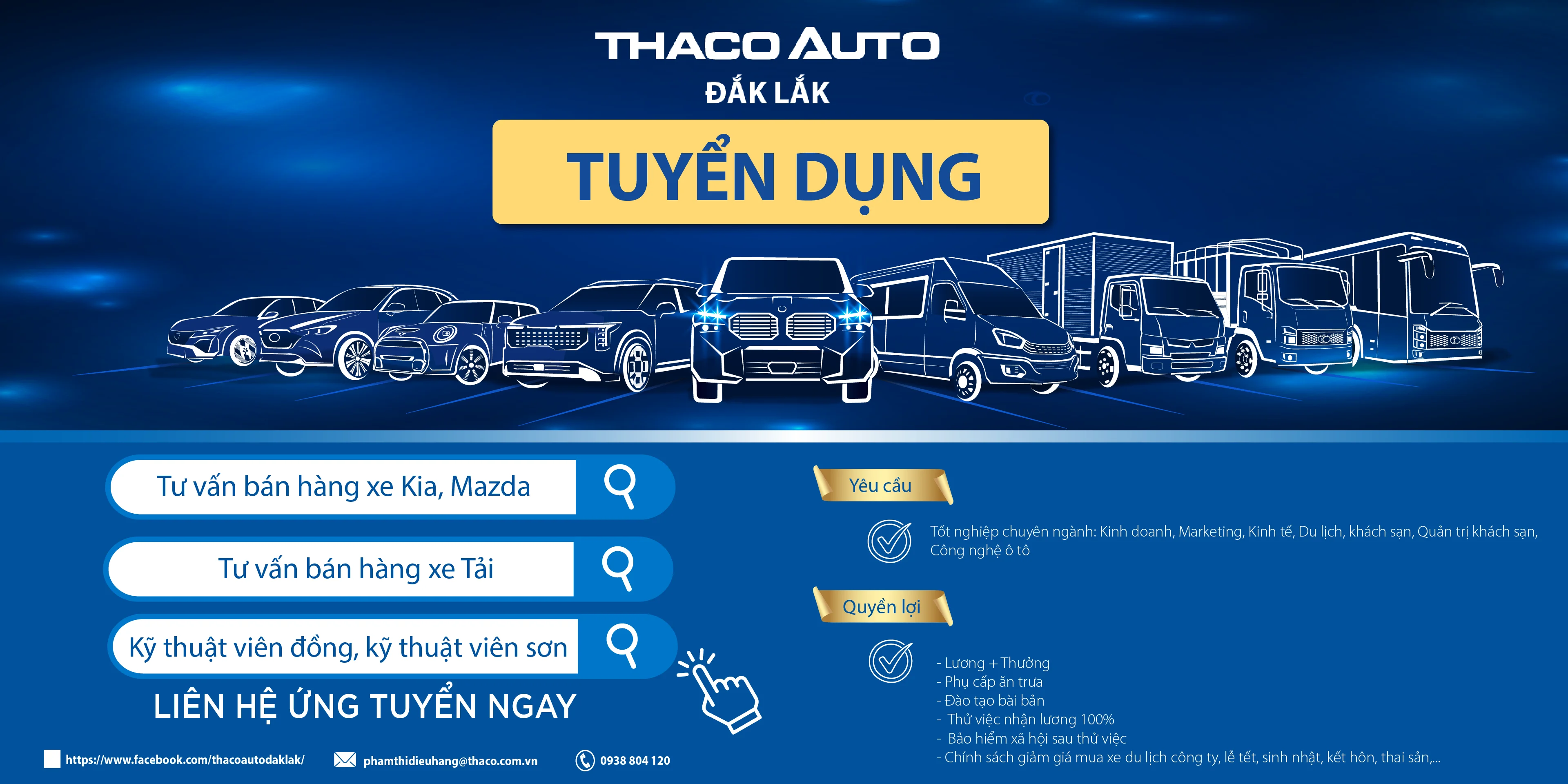 THACO AUTO Đắk Lắk tuyển dụng - Cơ hội việc làm hấp dẫn ngành ô tô