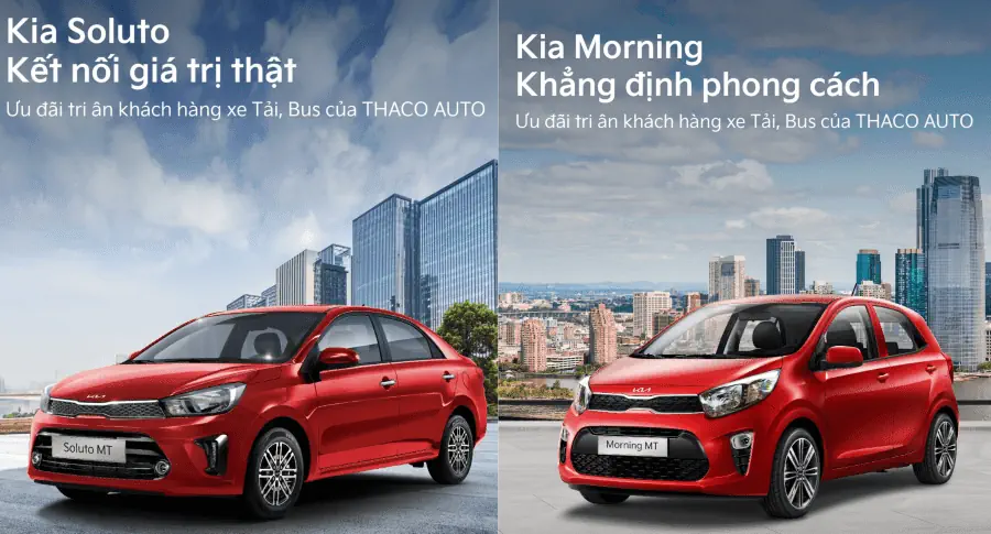 Kia Soluto & Kia Morning MT - THACO AUTO Đắk Lắk ưu đãi đặc biệt dành riêng cho khách hàng xe Tải, Bus