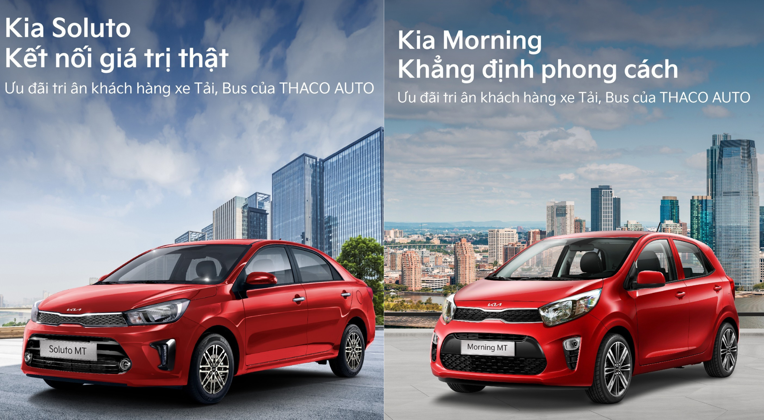 Kia Soluto & Kia Morning MT - THACO AUTO Đắk Lắk ưu đãi đặc biệt dành riêng cho khách hàng xe Tải, Bus