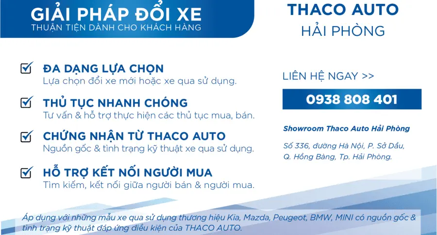 THACO AUTO HẢI PHÒNG - GIẢI PHÁP ĐỔI XE & KINH DOANH XE QUA SỬ DỤNG