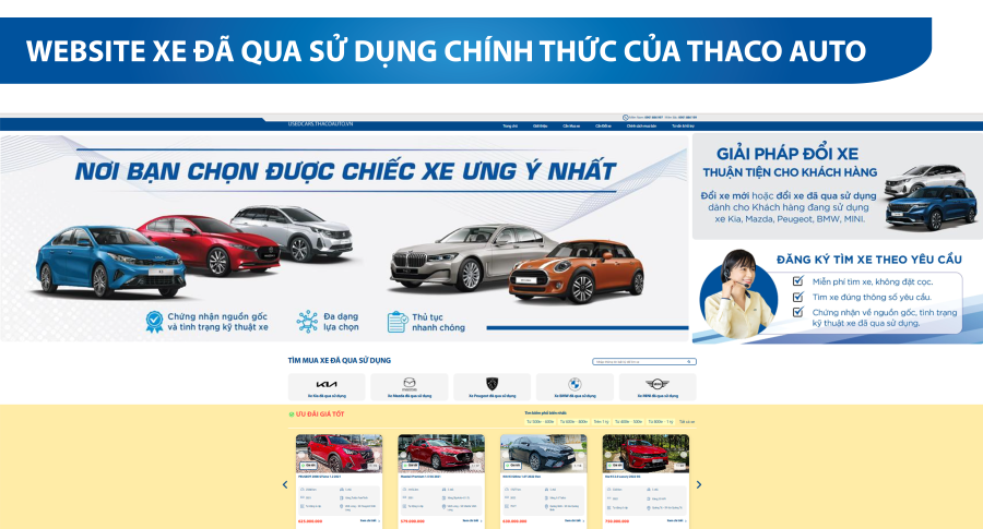 THACO AUTO Huế đồng hành phát triển cùng Website Xe Đã Qua Sử dụng chính thức của THACO AUTO