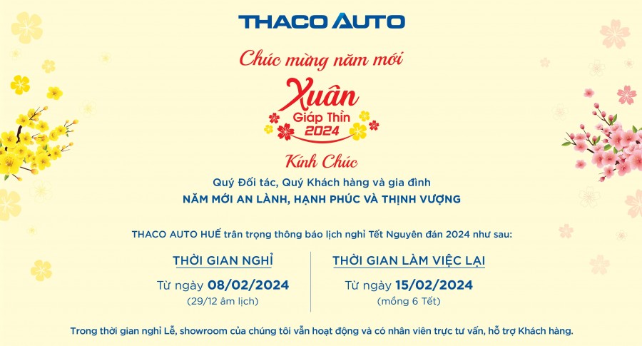 THÔNG BÁO LỊCH NGHỈ TẾT NGUYÊN ĐÁN 2024