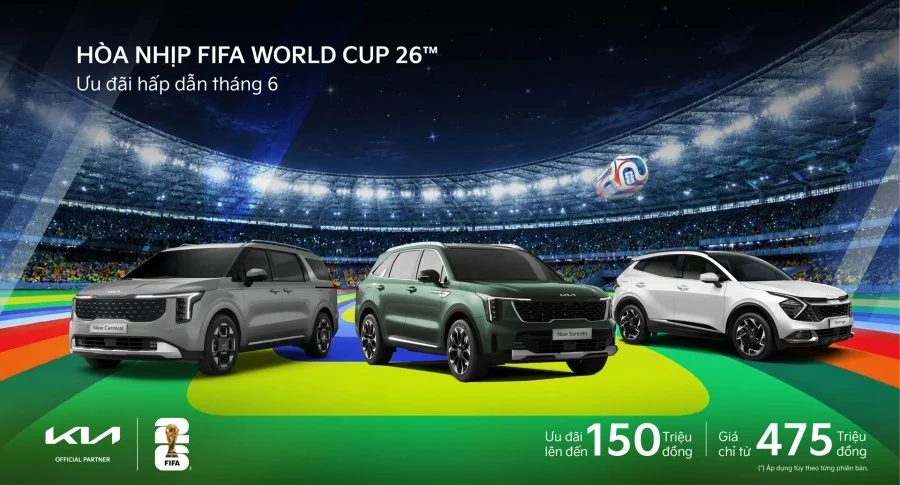 Tháng 6, hòa nhịp cùng FIFA World Cup 2026™ Kia ưu đãi hấp dẫn lên đến 150 triệu đồng