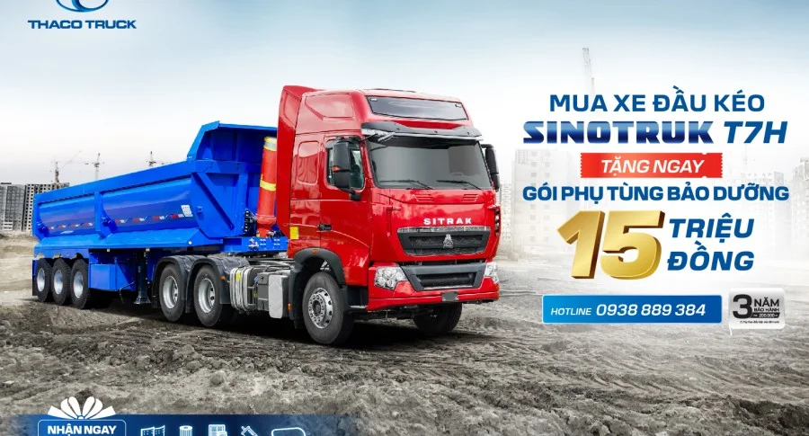 TẶNG GÓI PHỤ TÙNG BẢO DƯỠNG CHÍNH HÃNG TRỊ GIÁ LÊN ĐẾN 15 TRIỆU ĐỒNG KHI MUA XE ĐẦU KÉO SINOTRUK T7H