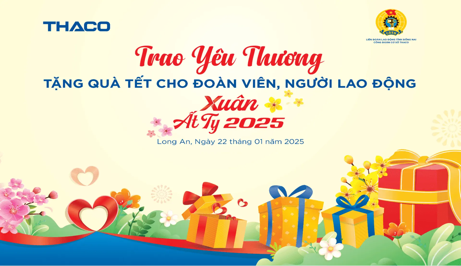 THACO AUTO Long An trao quà tết cho đoàn viên công đoàn và người lao động có hoàn cảnh khó khăn
