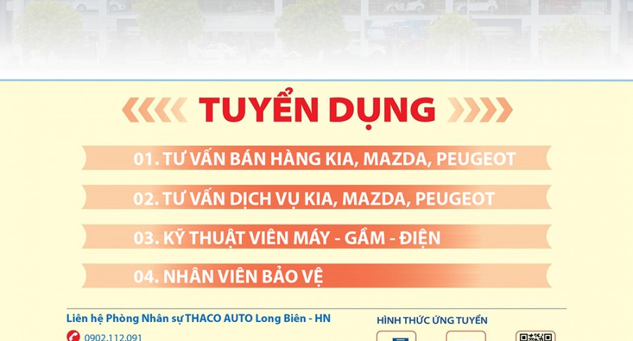 THACO AUTO Long Biên - Hà Nội tuyển dụng tháng 02/2024