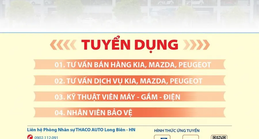 THACO AUTO Long Biên - Hà Nội tuyển dụng tháng 02/2024