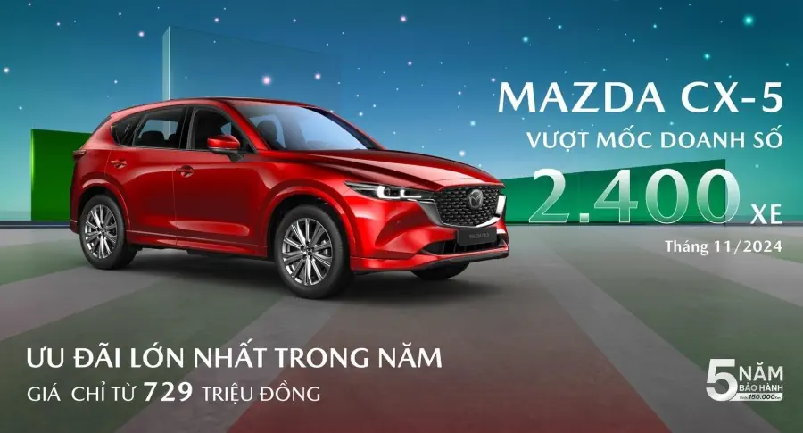 Ưu đãi lớn nhất trong năm: Sở hữu Mazda CX-5 với mức giá chỉ từ 729 triệu đồng