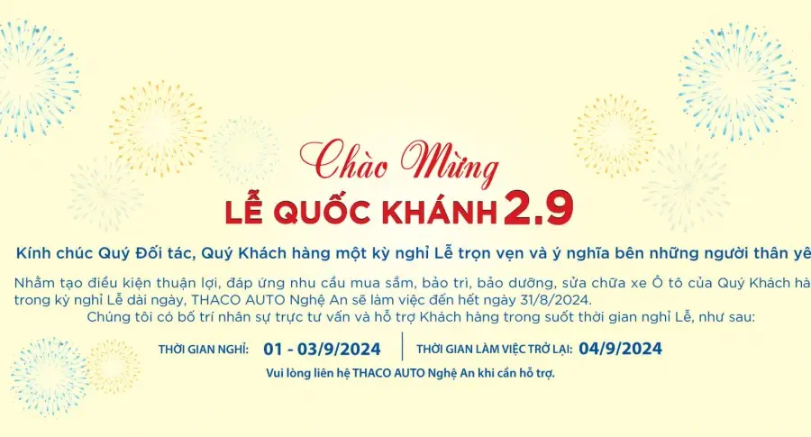 LỊCH NGHỈ LỄ QUỐC KHÁNH 2.9