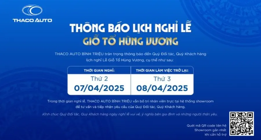 THÔNG BÁO LỊCH NGHỈ LỄ GIỖ TỔ HÙNG VƯƠNG 2025