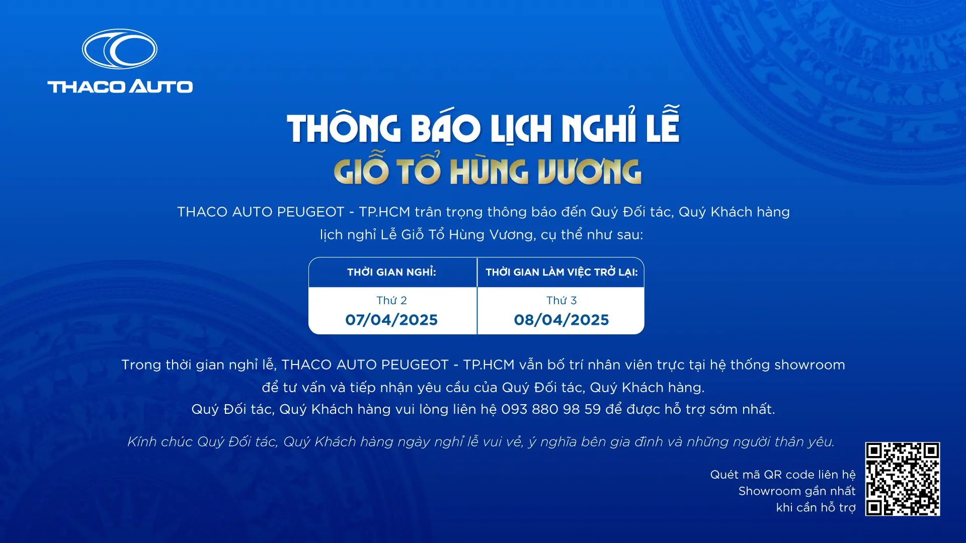 THÔNG BÁO NGHỈ LỄ GIỖ TỔ HÙNG VƯƠNG