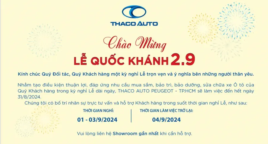 THACO AUTO PEUGEOT - TP. HỒ CHÍ MINH CHÀO MỪNG LỄ QUỐC KHÁNH 02/09