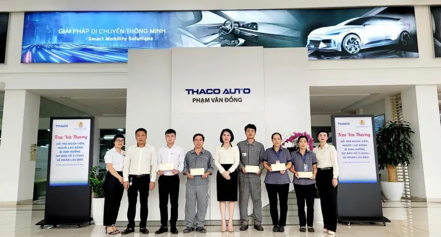 THACO AUTO  PHẠM VĂN ĐỒNG-HÀ NỘI HỖ TRỢ CBNV BỊ ẢNH HƯỞNG DO CƠN BÃO SỐ 3 ( BÃO YAGI)