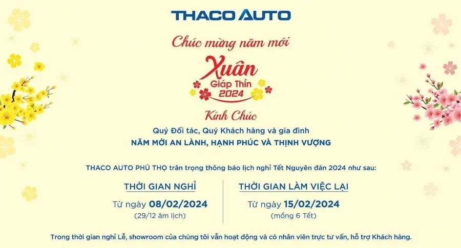 THACO AUTO PHÚ THỌ CHÚC MỪNG NĂM MỚI - XUÂN GIÁP THÌN 2024