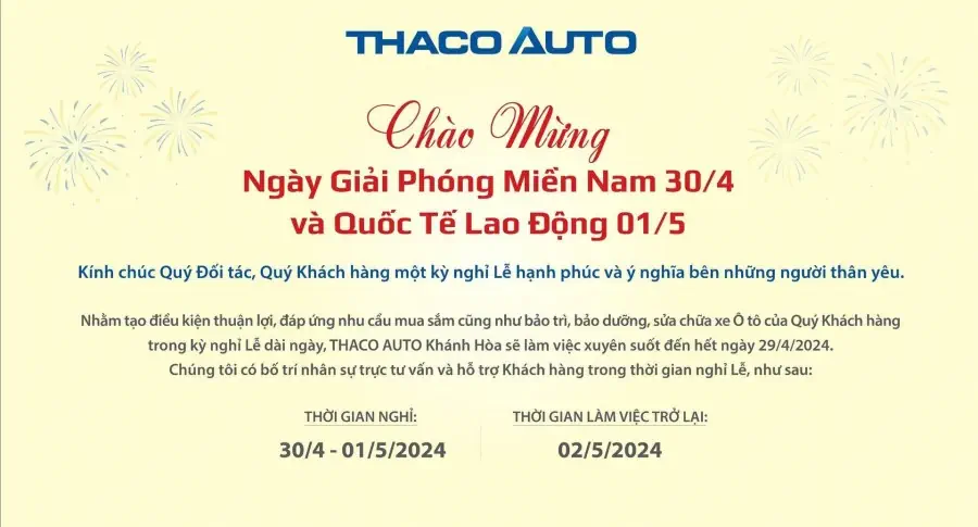 THÔNG BÁO LỊCH HOẠT ĐỘNG TRONG DỊP LỄ 30/04 - 01/05