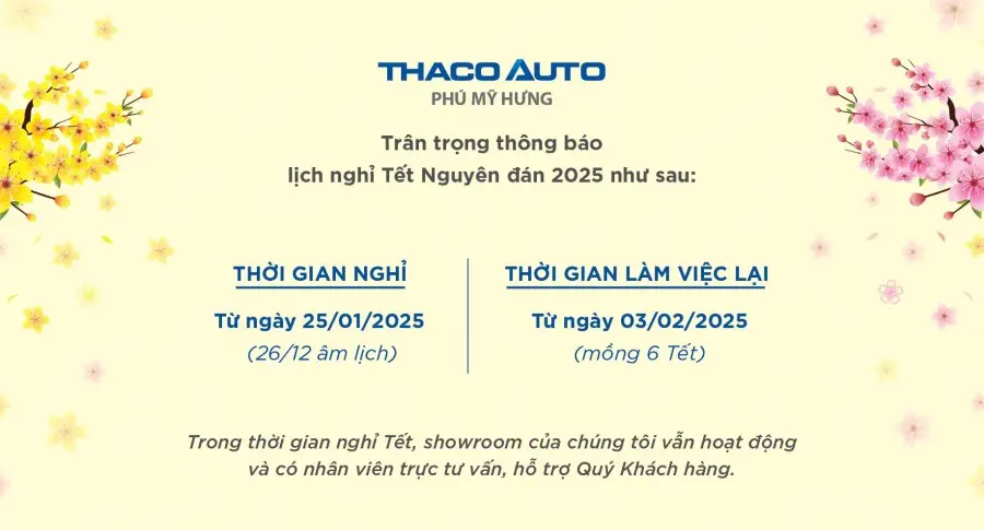 THÔNG BÁO LỊCH NGHỈ TẾT NGUYÊN ĐÁN ẤT TỴ 2025