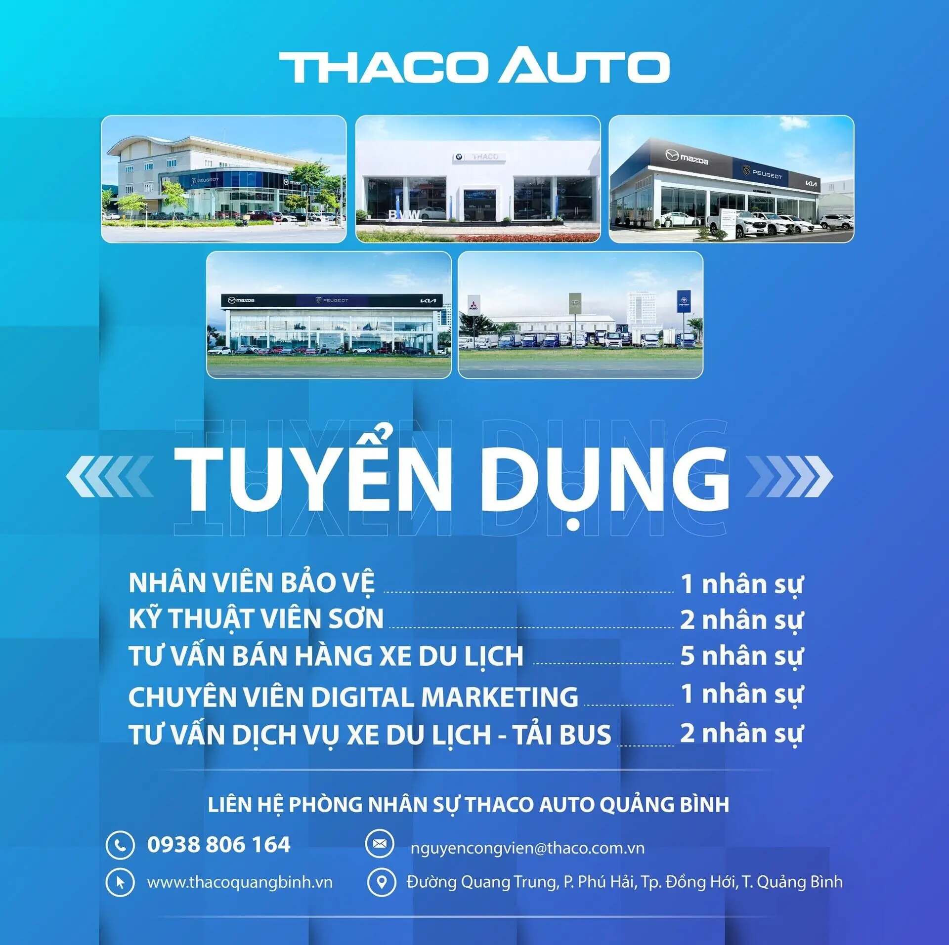 THACO QUẢNG BÌNH TUYỂN DỤNG NHÂN SỰ