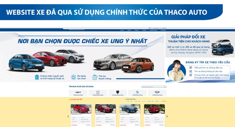 THACO AUTO Quảng Bình đồng hành phát triển cùng Website Xe Đã Qua Sử dụng chính thức của THACO AUTO