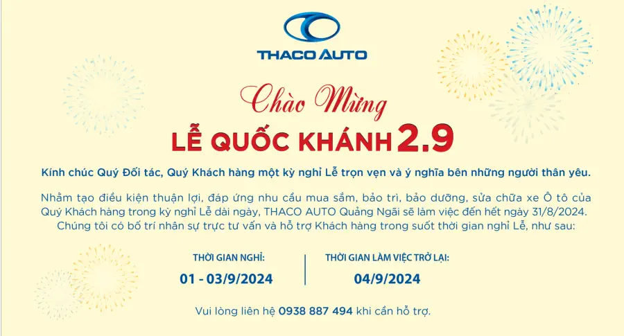 THACO AUTO QUẢNG NGÃI CHÀO MỪNG QUỐC KHÁNH VIỆT NAM 2/9​