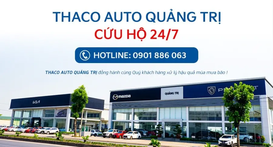 THACO AUTO Quảng Trị hỗ trợ khách hàng xử lí sự cố, cứu hộ xe trong mùa mưa bão