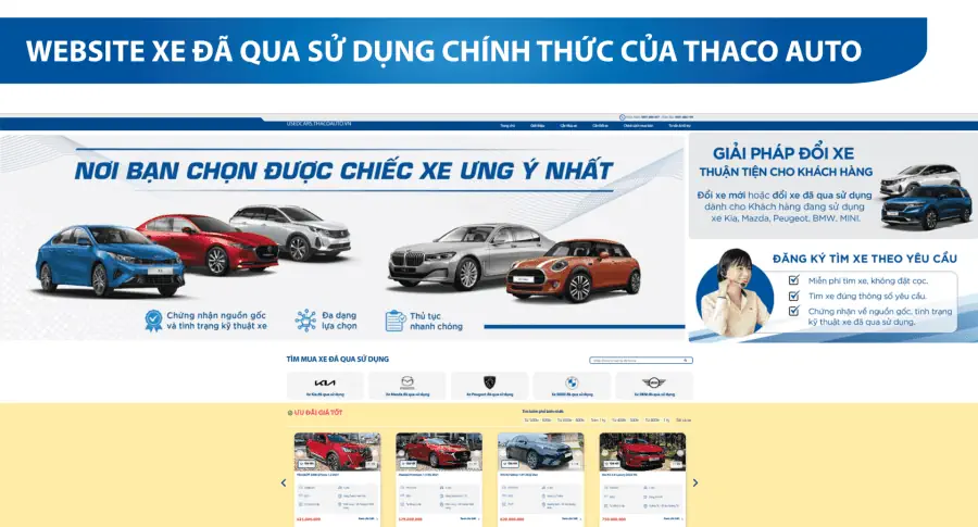 THACO AUTO Quảng Trị đồng hành phát triển cùng Website Xe Đã Qua Sử dụng chính thức của THACO AUTO