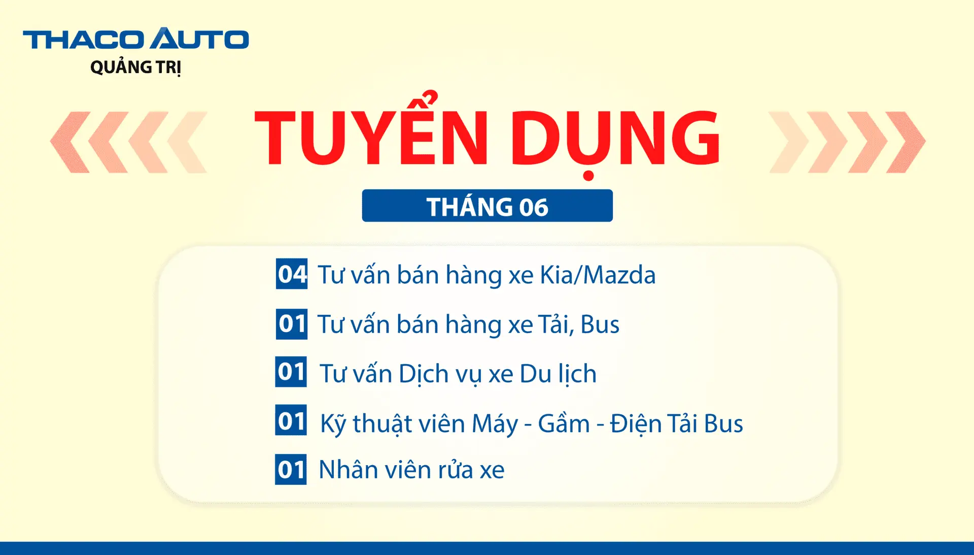 THACO AUTO Quảng Trị tuyển dụng tháng 06
