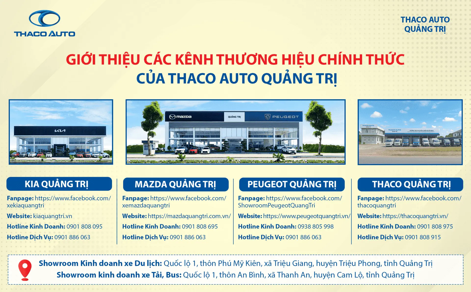 Giới thiệu các kênh thương hiệu chính thức của THACO AUTO Quảng Trị